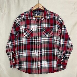 American Rag Men's Size L Red Plaid Flannel Shirt 90s Grunge Y2K Casual Cotton‎
